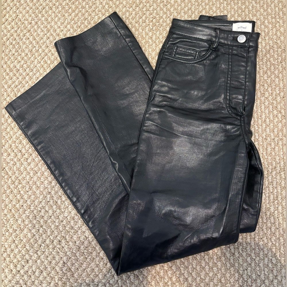 Aritzia Melina Black Leather Pants